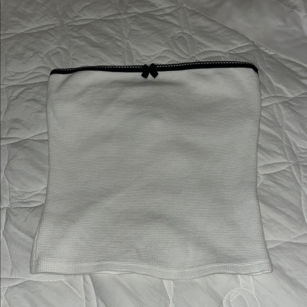 White Tube Top with Black Trim